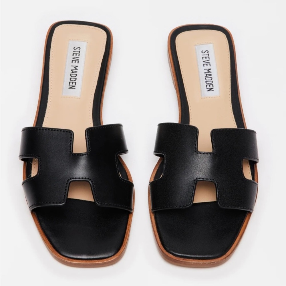 Steve Madden Black Slide Sandals